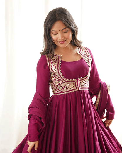 Luxury Dark Pink Anarkali Suit Set