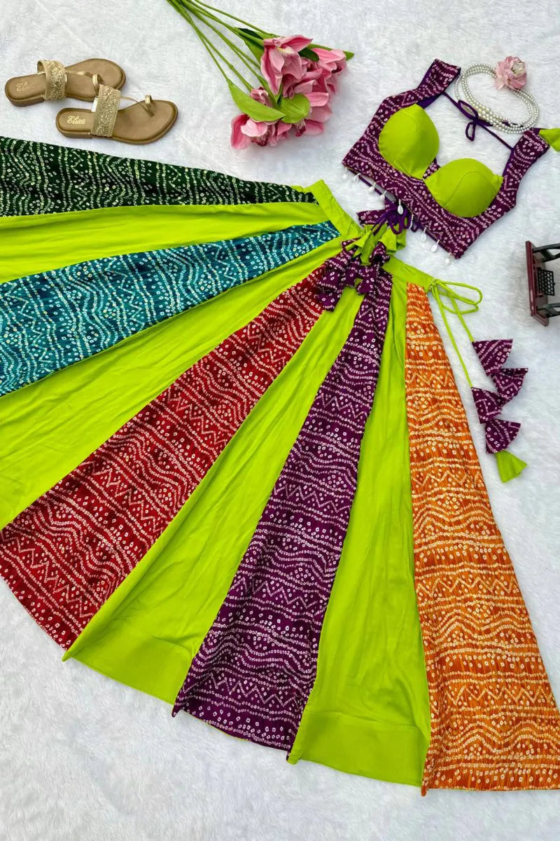 Designer Multicolor Rayon Digital Print Lehenga Choli
