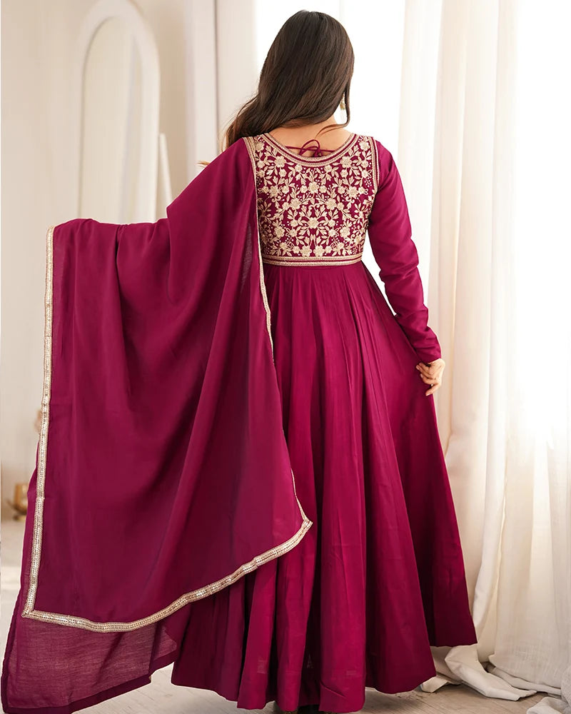 Luxury Dark Pink Anarkali Suit Set