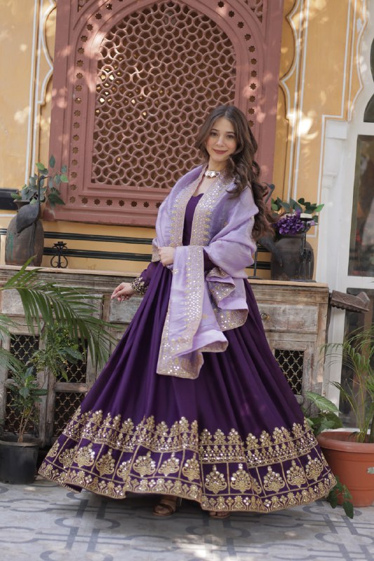 Minisa Designer Embroidered Zari Sequins Work Gown