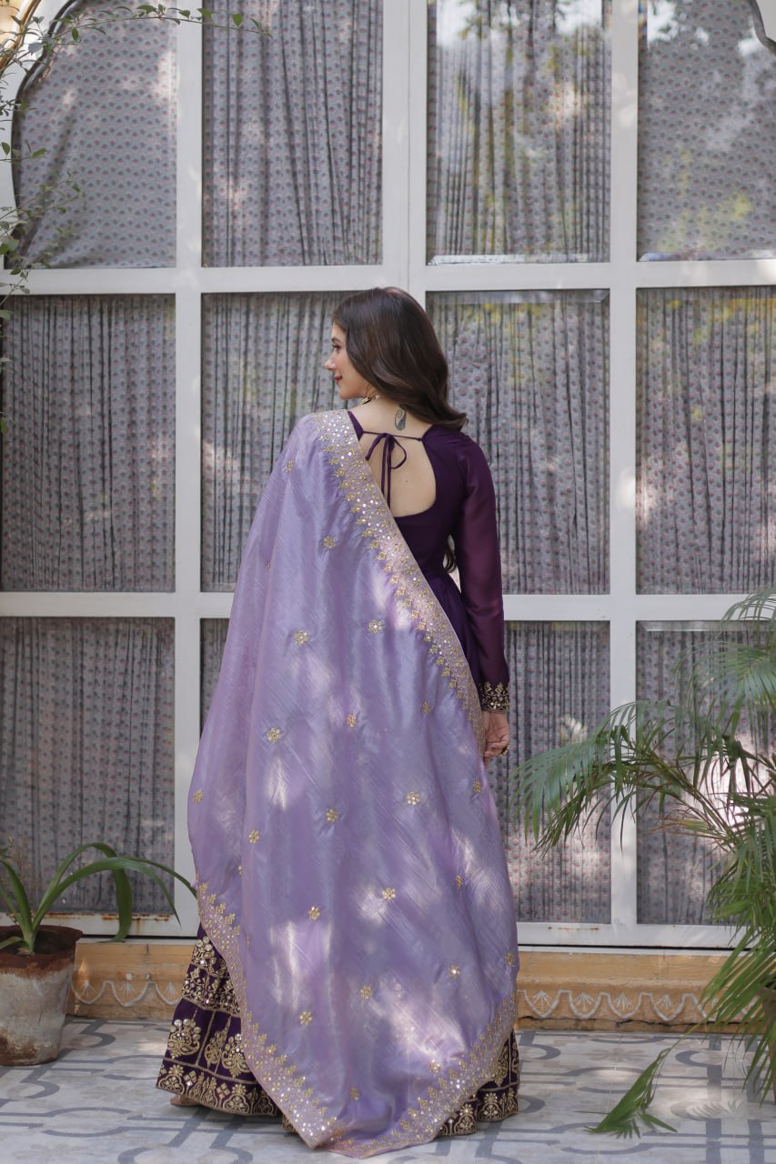 Minisa Designer Embroidered Zari Sequins Work Gown