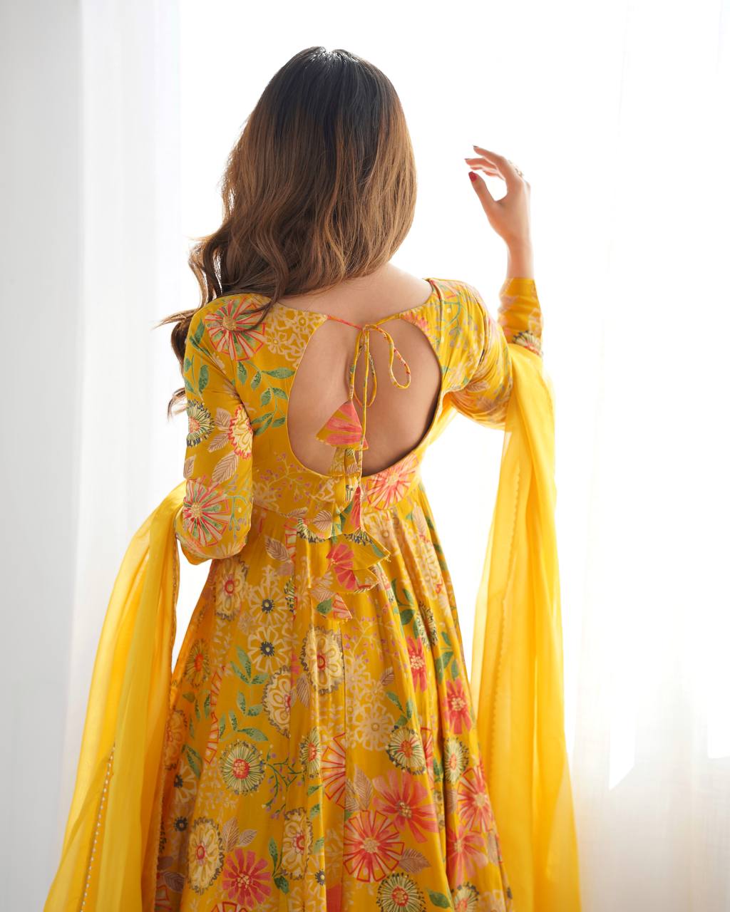 Yellow Roman Silk Chanderi Printed Kediya Palazzo Set