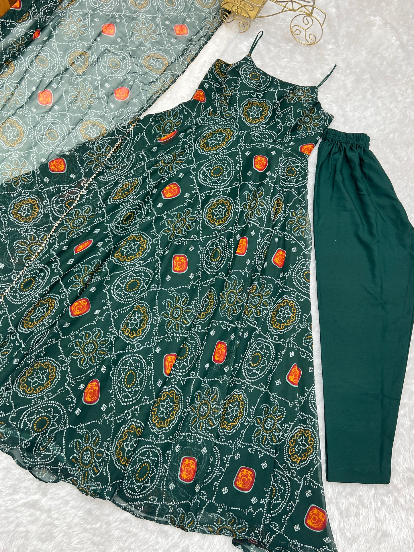 Chiffon Green Coloured Anarkali Suit