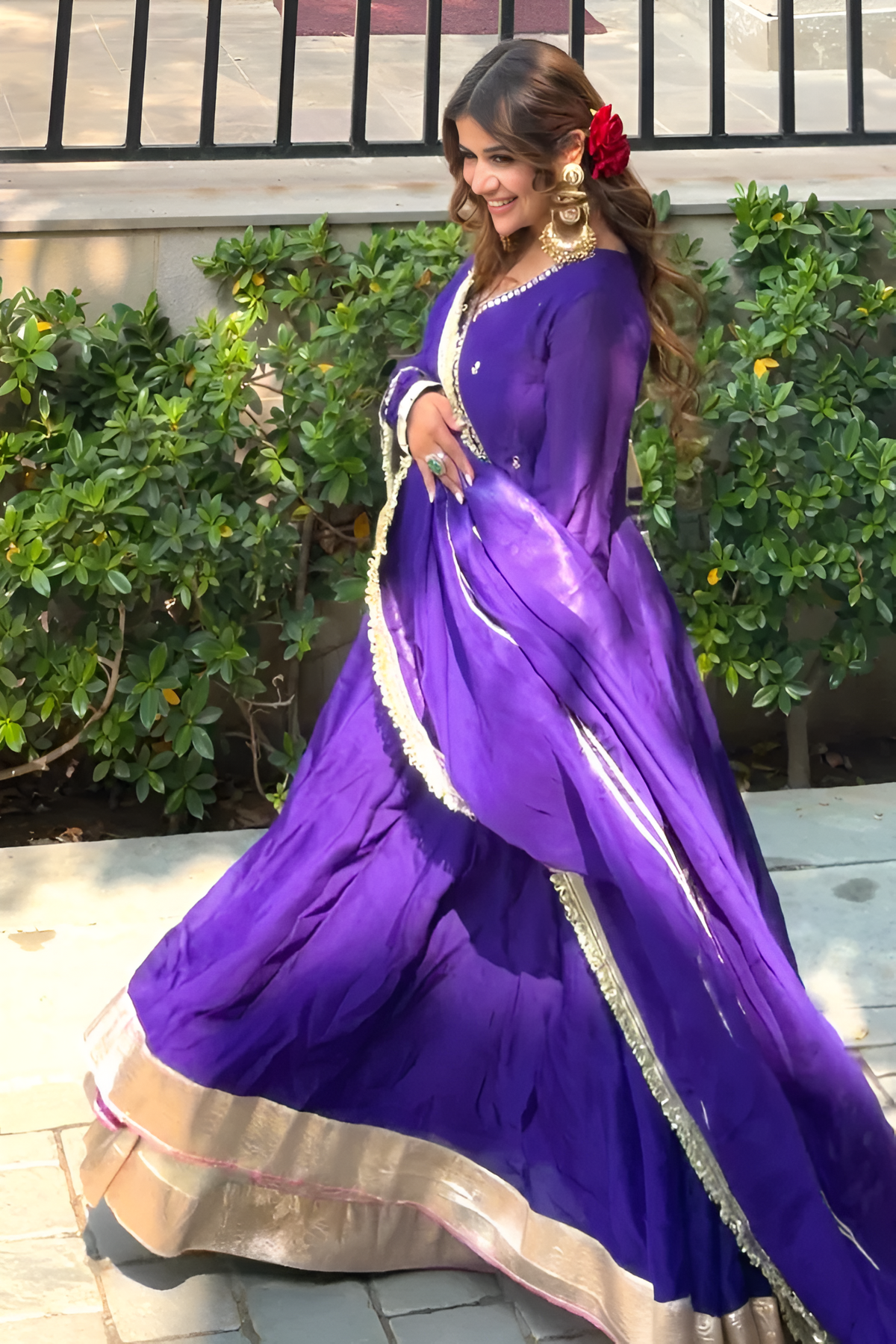 Siya's Royal Purple Elegant Golden Border Anarkali Suit Set