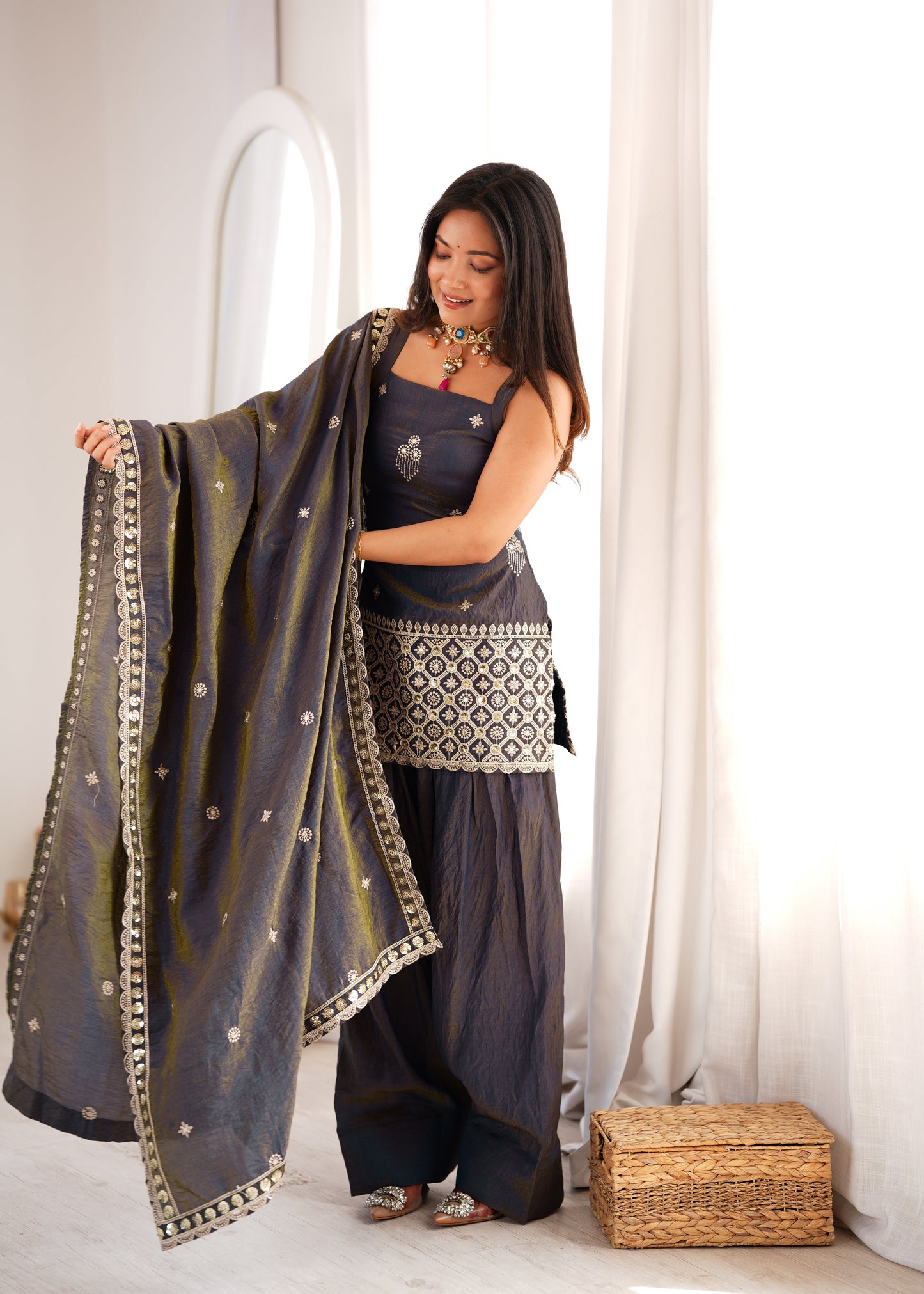 Scarlett Vichitra Silk Farshi Suit Set