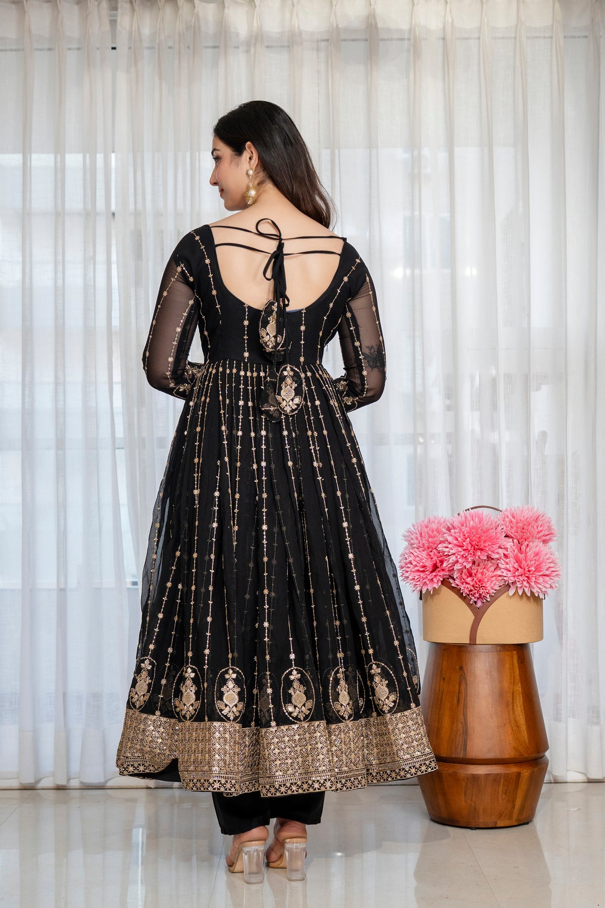 Niru'S Noir Black Elegance Anarkali Suit Set