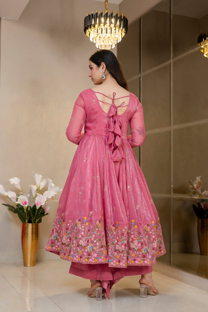 Special Pink Flared Anarkali Suit Set