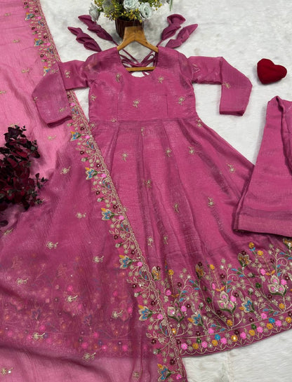 Special Pink Flared Anarkali Suit Set