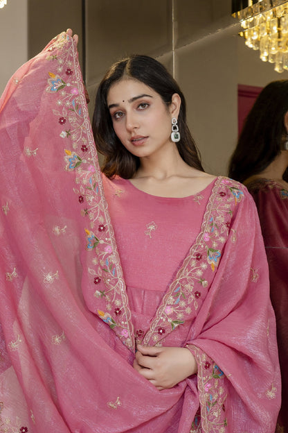 Special Pink Flared Anarkali Suit Set