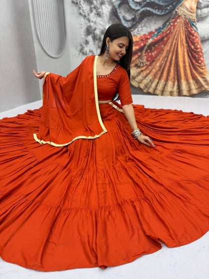 Navratri Special Rayon Cotton Mirror Work Lehenga Choli