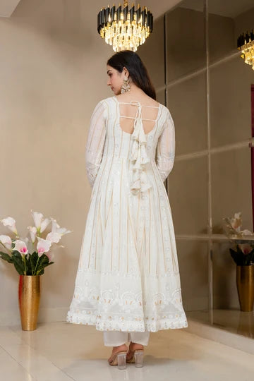 Premium Ivory Anarkali with Royal Finish Elegance Anarkali Suit Set