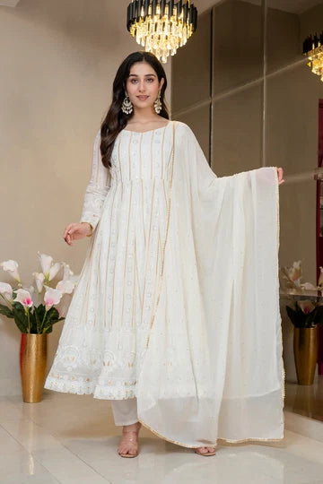 Premium Ivory Anarkali with Royal Finish Elegance Anarkali Suit Set