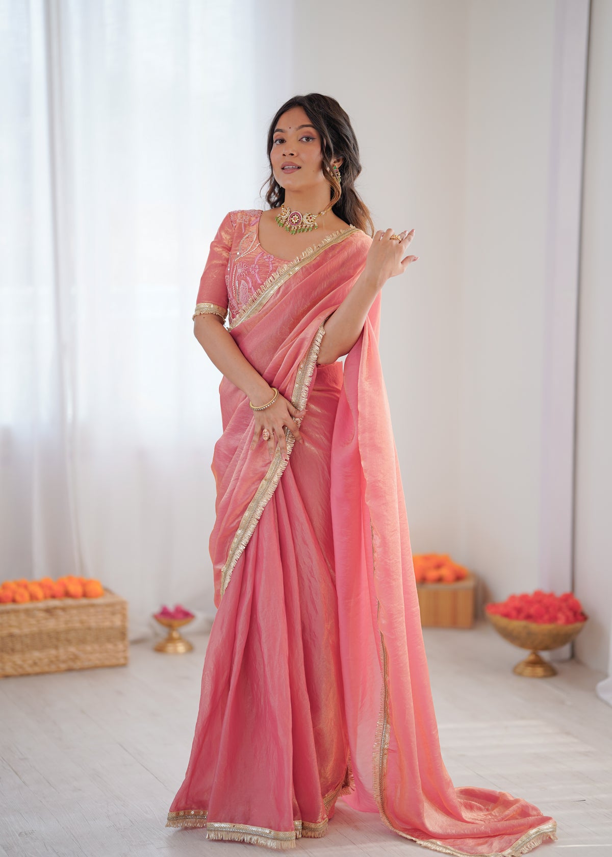 Ready To Wear Fendi Silk Designer Saree