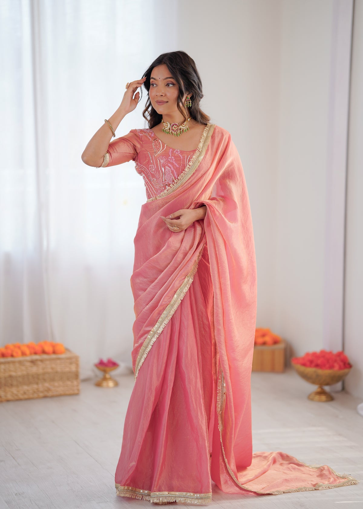 Ready To Wear Fendi Silk Designer Saree