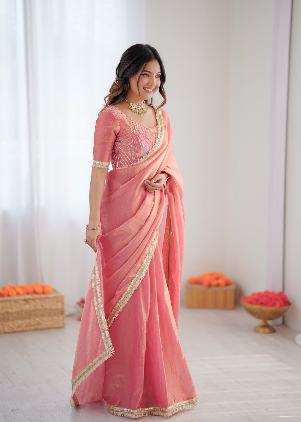 Ready To Wear Fendi Silk Designer Saree