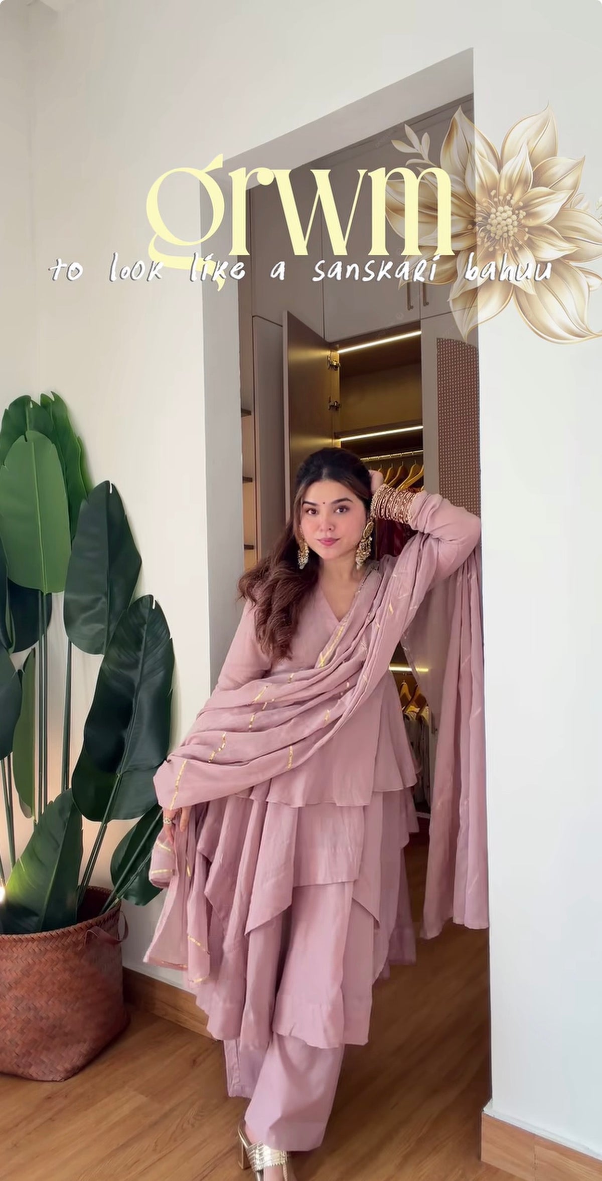Mal Chanderi Layered Kurta With Palazzo Suit