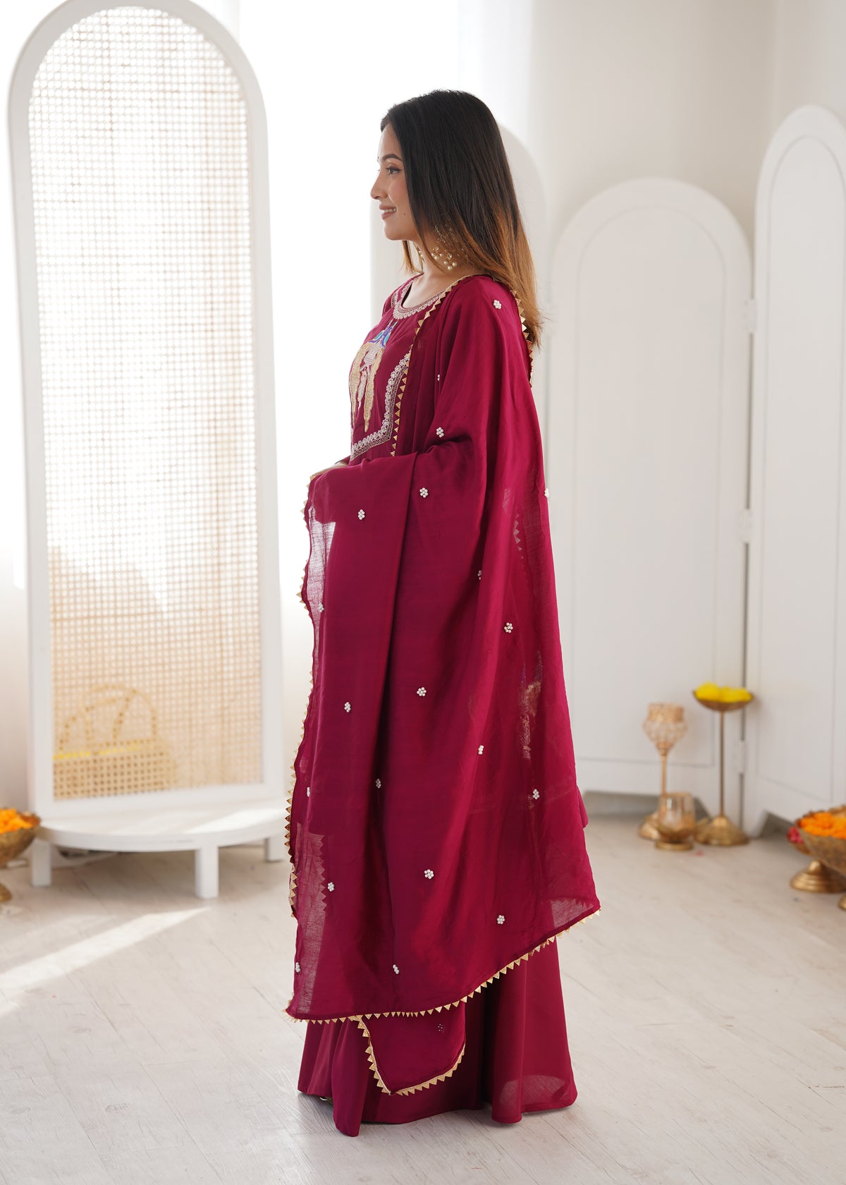 Roman Silk Embroidered Anarkali Suit