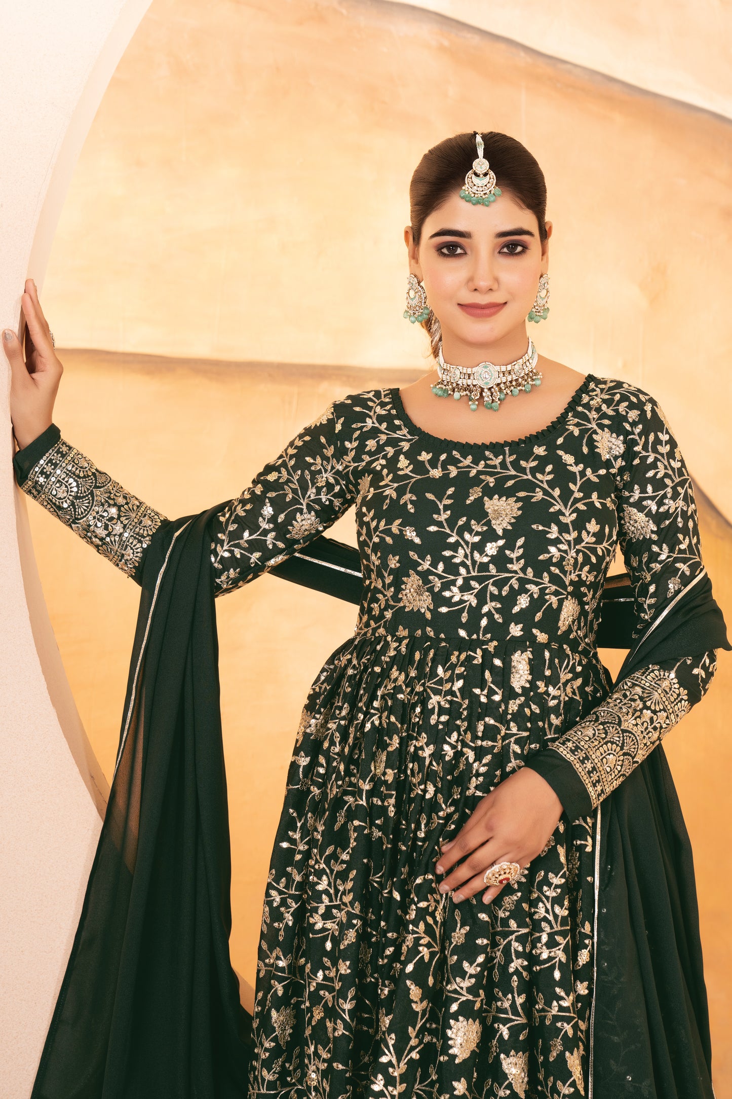 Designer Heavy Thread & Sequins Embroidered Anarkali Suit