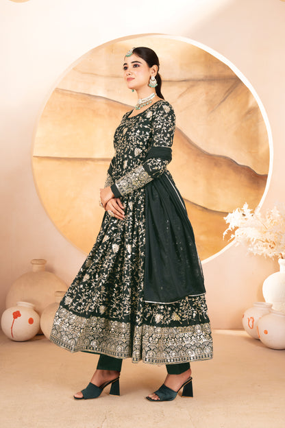Designer Heavy Thread & Sequins Embroidered Anarkali Suit