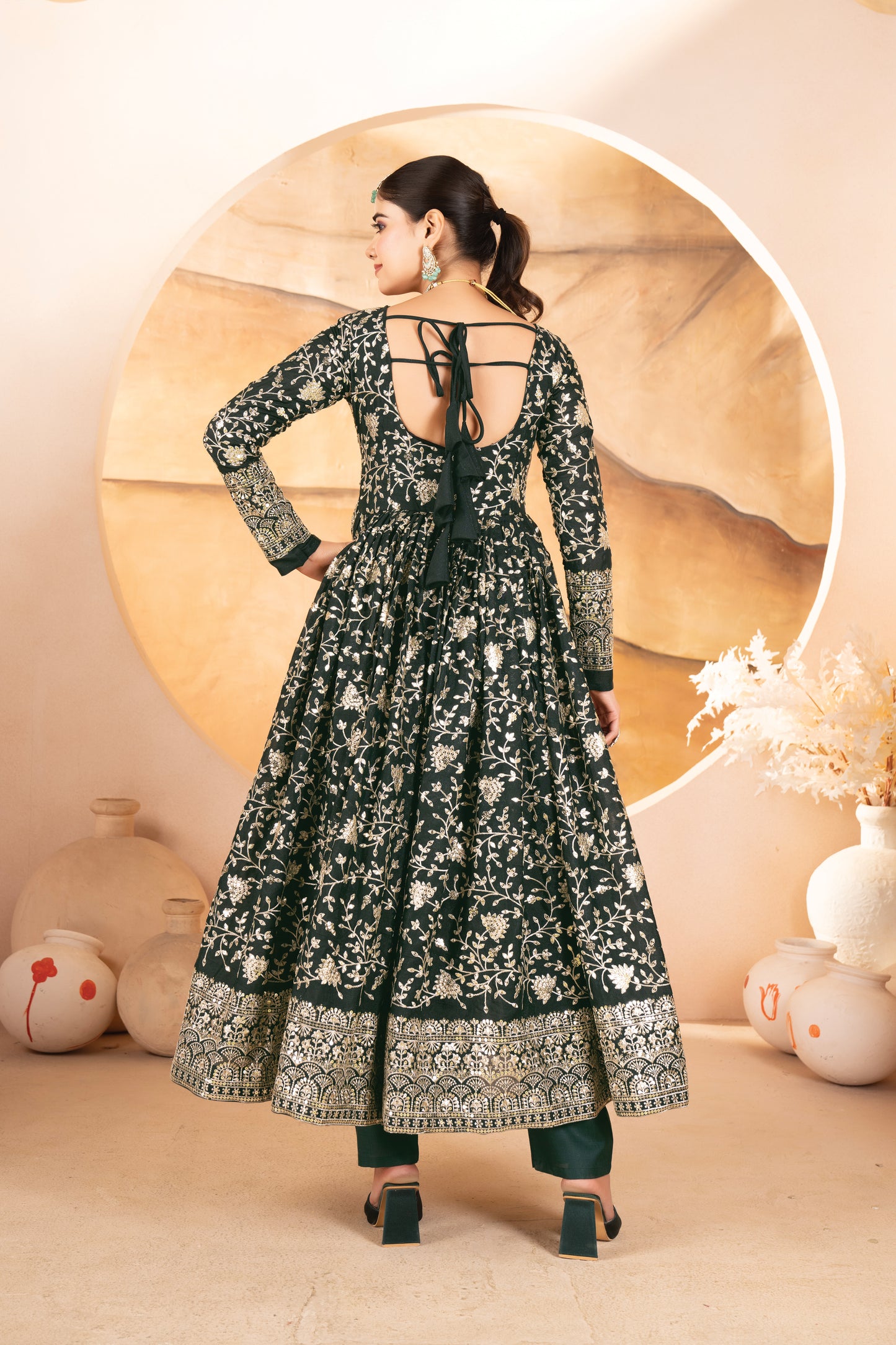 Designer Heavy Thread & Sequins Embroidered Anarkali Suit
