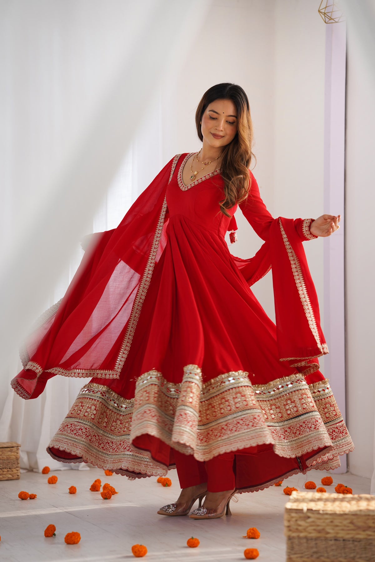 Ruby Royal Red Anarkali Suit Set
