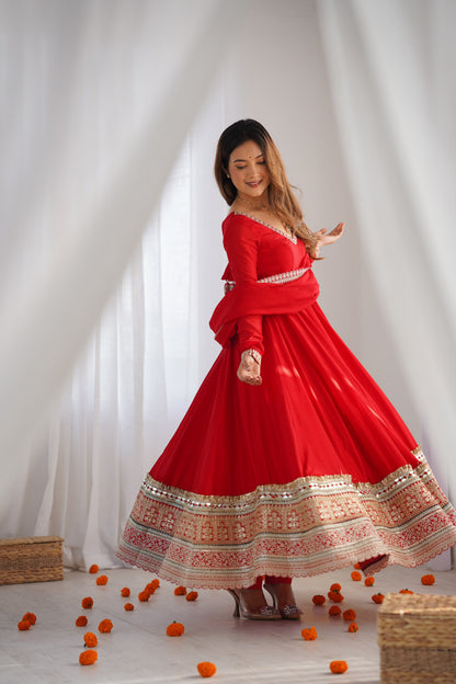 Ruby Royal Red Anarkali Suit Set