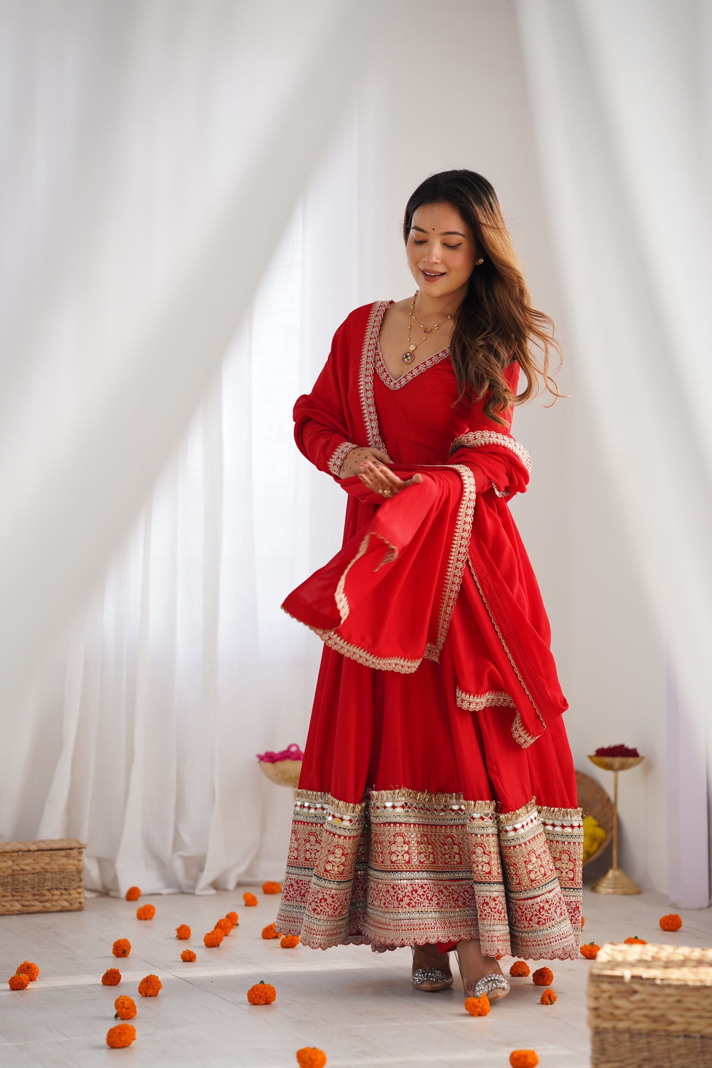 Ruby Royal Red Anarkali Suit Set