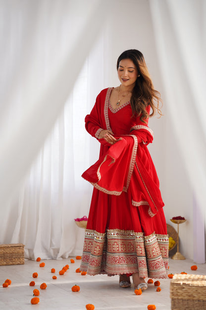Ruby Royal Red Anarkali Suit Set
