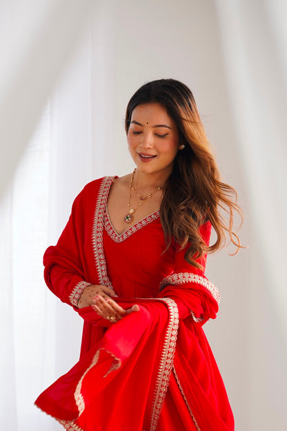 Ruby Royal Red Anarkali Suit Set