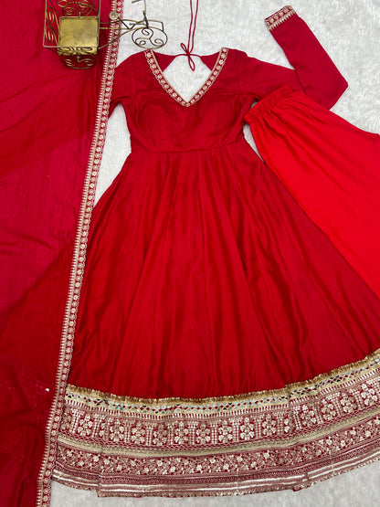 Ruby Royal Red Anarkali Suit Set