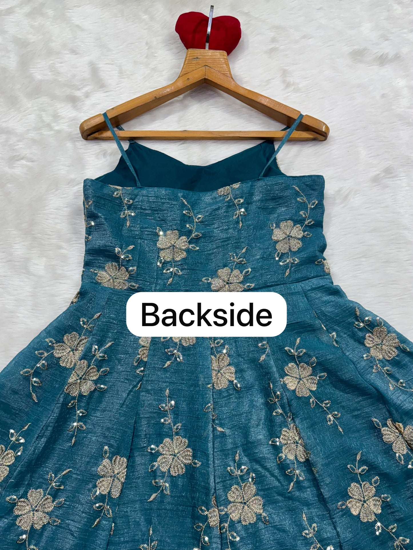Crancy Aqua Blue Floral Maxi Embroidered Suit Set