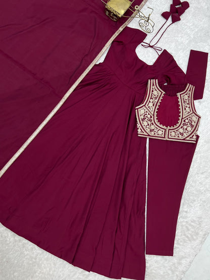 Luxury Dark Pink Anarkali Suit Set