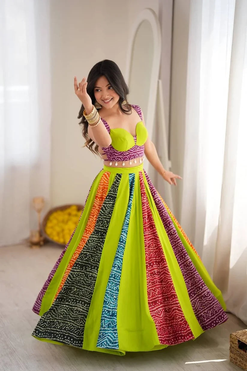 Designer Multicolor Rayon Digital Print Lehenga Choli