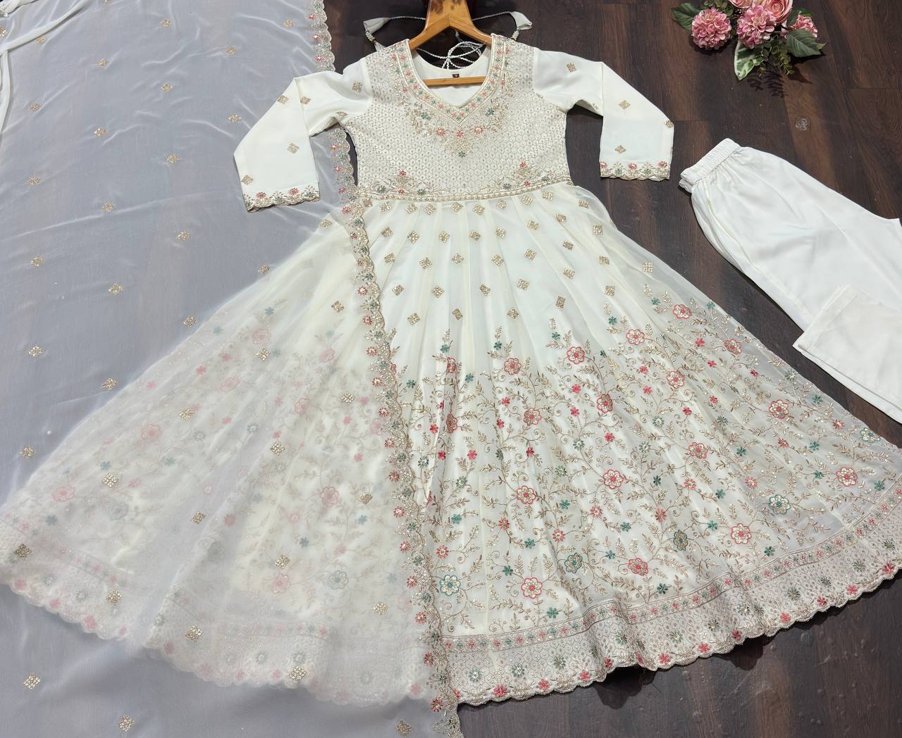 Premium Designer Soft Pastel Anarkali Suit Set