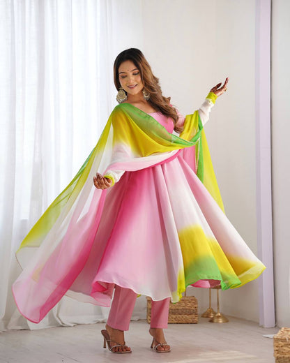 Multi Faux Georgette Stitched Anarkali Suit